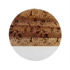 Tattoo Pattern Marble Wood Coaster (round)