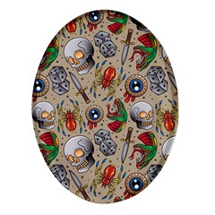 Tattoo Pattern Oval Glass Fridge Magnet (4 Pack) by Bedest