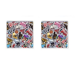 Vintage College Colorful Seamless Pattern Cufflinks (square) by Bedest