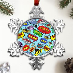 Comic Bubbles Seamless Pattern Metal Small Snowflake Ornament by Bedest