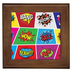 Pop Art Comic Vector Speech Cartoon Bubbles Popart Style With Humor Text Boom Bang Bubbling Expressi Framed Tile by Bedest