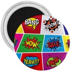 Pop Art Comic Vector Speech Cartoon Bubbles Popart Style With Humor Text Boom Bang Bubbling Expressi 3  Magnets Front