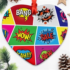 Pop Art Comic Vector Speech Cartoon Bubbles Popart Style With Humor Text Boom Bang Bubbling Expressi Ornament (Heart)