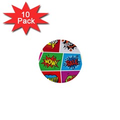 Pop Art Comic Vector Speech Cartoon Bubbles Popart Style With Humor Text Boom Bang Bubbling Expressi 1  Mini Buttons (10 pack) 