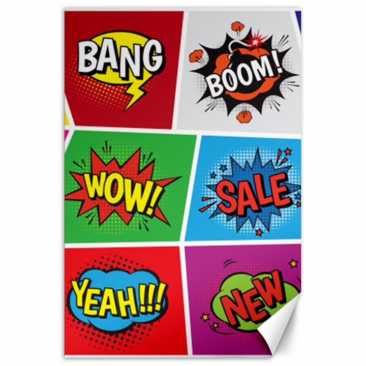 Pop Art Comic Vector Speech Cartoon Bubbles Popart Style With Humor Text Boom Bang Bubbling Expressi Canvas 20  x 30 