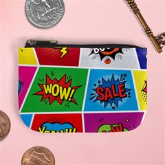 Pop Art Comic Vector Speech Cartoon Bubbles Popart Style With Humor Text Boom Bang Bubbling Expressi Mini Coin Purse by Bedest