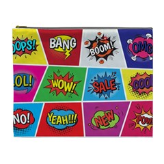 Pop Art Comic Vector Speech Cartoon Bubbles Popart Style With Humor Text Boom Bang Bubbling Expressi Cosmetic Bag (xl) by Bedest