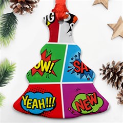 Pop Art Comic Vector Speech Cartoon Bubbles Popart Style With Humor Text Boom Bang Bubbling Expressi Christmas Tree Ornament (Two Sides)