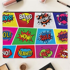 Pop Art Comic Vector Speech Cartoon Bubbles Popart Style With Humor Text Boom Bang Bubbling Expressi Cosmetic Bag (XXXL)