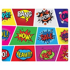 Pop Art Comic Vector Speech Cartoon Bubbles Popart Style With Humor Text Boom Bang Bubbling Expressi Two Sides Premium Plush Fleece Blanket (medium) by Bedest