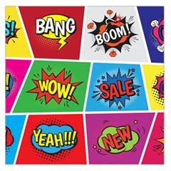 Pop Art Comic Vector Speech Cartoon Bubbles Popart Style With Humor Text Boom Bang Bubbling Expressi Square Satin Scarf (36  x 36 )