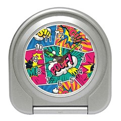 Comic Colorful Seamless Pattern Travel Alarm Clock by Bedest