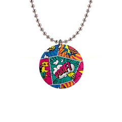 Comic Colorful Seamless Pattern 1  Button Necklace by Bedest