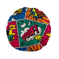 Comic Colorful Seamless Pattern Standard 15  Premium Round Cushions by Bedest