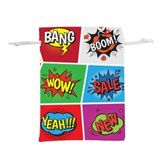 Pop Art Comic Vector Speech Cartoon Bubbles Popart Style With Humor Text Boom Bang Bubbling Expressi Lightweight Drawstring Pouch (L)