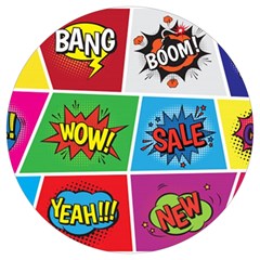 Pop Art Comic Vector Speech Cartoon Bubbles Popart Style With Humor Text Boom Bang Bubbling Expressi Round Trivet by Bedest