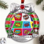 Pop Art Comic Vector Speech Cartoon Bubbles Popart Style With Humor Text Boom Bang Bubbling Expressi Metal X Mas Ribbon With Red Crystal Round Ornament Front