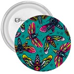 Vintage Colorful Insects Seamless Pattern 3  Buttons Front