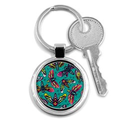 Vintage Colorful Insects Seamless Pattern Key Chain (round) by Bedest