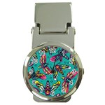 Vintage Colorful Insects Seamless Pattern Money Clip Watches Front