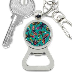 Vintage Colorful Insects Seamless Pattern Bottle Opener Key Chain by Bedest