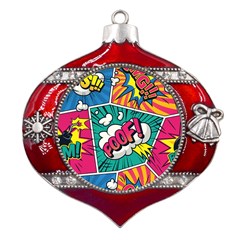 Comic Colorful Seamless Pattern Metal Snowflake And Bell Red Ornament by Bedest