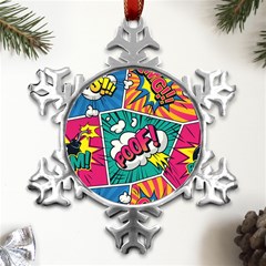 Comic Colorful Seamless Pattern Metal Small Snowflake Ornament by Bedest