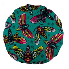 Vintage Colorful Insects Seamless Pattern Large 18  Premium Round Cushions by Bedest