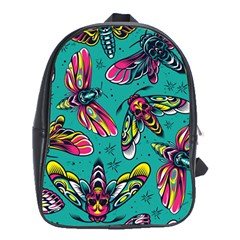 Vintage Colorful Insects Seamless Pattern School Bag (xl) by Bedest