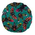 Vintage Colorful Insects Seamless Pattern Large 18  Premium Flano Round Cushions Front