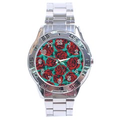 Vintage Floral Colorful Seamless Pattern Stainless Steel Analogue Watch by Bedest