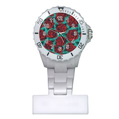 Vintage Floral Colorful Seamless Pattern Plastic Nurses Watch