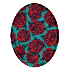 Vintage Floral Colorful Seamless Pattern Oval Glass Fridge Magnet (4 Pack) by Bedest