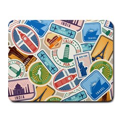 Travel Pattern Immigration Stamps Stickers With Historical Cultural Objects Travelling Visa Immigran Small Mousepad by Bedest