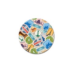 Travel Pattern Immigration Stamps Stickers With Historical Cultural Objects Travelling Visa Immigran Golf Ball Marker by Bedest