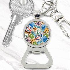 Travel Pattern Immigration Stamps Stickers With Historical Cultural Objects Travelling Visa Immigran Bottle Opener Key Chain by Bedest