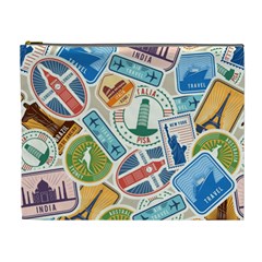 Travel Pattern Immigration Stamps Stickers With Historical Cultural Objects Travelling Visa Immigran Cosmetic Bag (xl) by Bedest