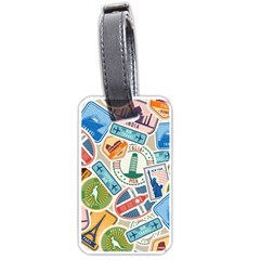 Travel Pattern Immigration Stamps Stickers With Historical Cultural Objects Travelling Visa Immigran Luggage Tag (one Side) by Bedest