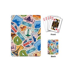 Travel Pattern Immigration Stamps Stickers With Historical Cultural Objects Travelling Visa Immigran Playing Cards Single Design (mini) by Bedest