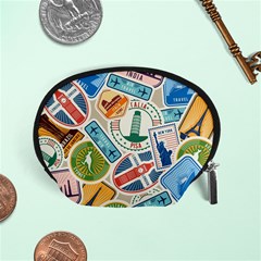 Travel Pattern Immigration Stamps Stickers With Historical Cultural Objects Travelling Visa Immigran Accessory Pouch (small) by Bedest