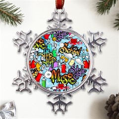 Graffiti Characters Seamless Patterns Metal Large Snowflake Ornament by Bedest