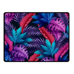 Background With Violet Blue Tropical Leaves Fleece Blanket (small) by Bedest