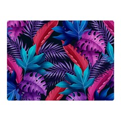 Background With Violet Blue Tropical Leaves Two Sides Premium Plush Fleece Blanket (mini) by Bedest