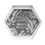 Background With Violet Blue Tropical Leaves Hexagon Wood Jewelry Box Front