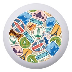 Travel Pattern Immigration Stamps Stickers With Historical Cultural Objects Travelling Visa Immigran Dento Box With Mirror by Bedest