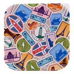 Travel Pattern Immigration Stamps Stickers With Historical Cultural Objects Travelling Visa Immigran Stacked Food Storage Container by Bedest