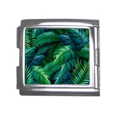 Tropical Green Leaves Background Mega Link Italian Charm (18mm) by Bedest