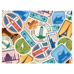 Travel Pattern Immigration Stamps Stickers With Historical Cultural Objects Travelling Visa Immigran Premium Plush Fleece Blanket (extra Small) by Bedest