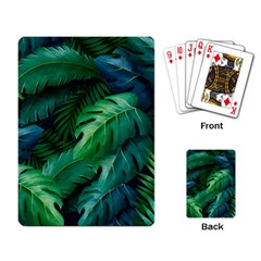 Tropical Green Leaves Background Playing Cards Single Design (rectangle)