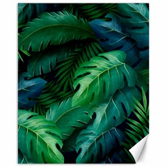 Tropical Green Leaves Background Canvas 16  X 20  by Bedest